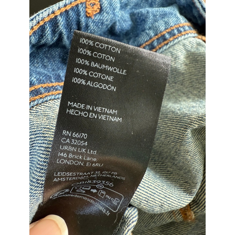 BDG Pleated Denim Mini Skirt Low Rise Blue Cotton Y2K Micro Skirt S Drop Hem - Picture 7 of 7